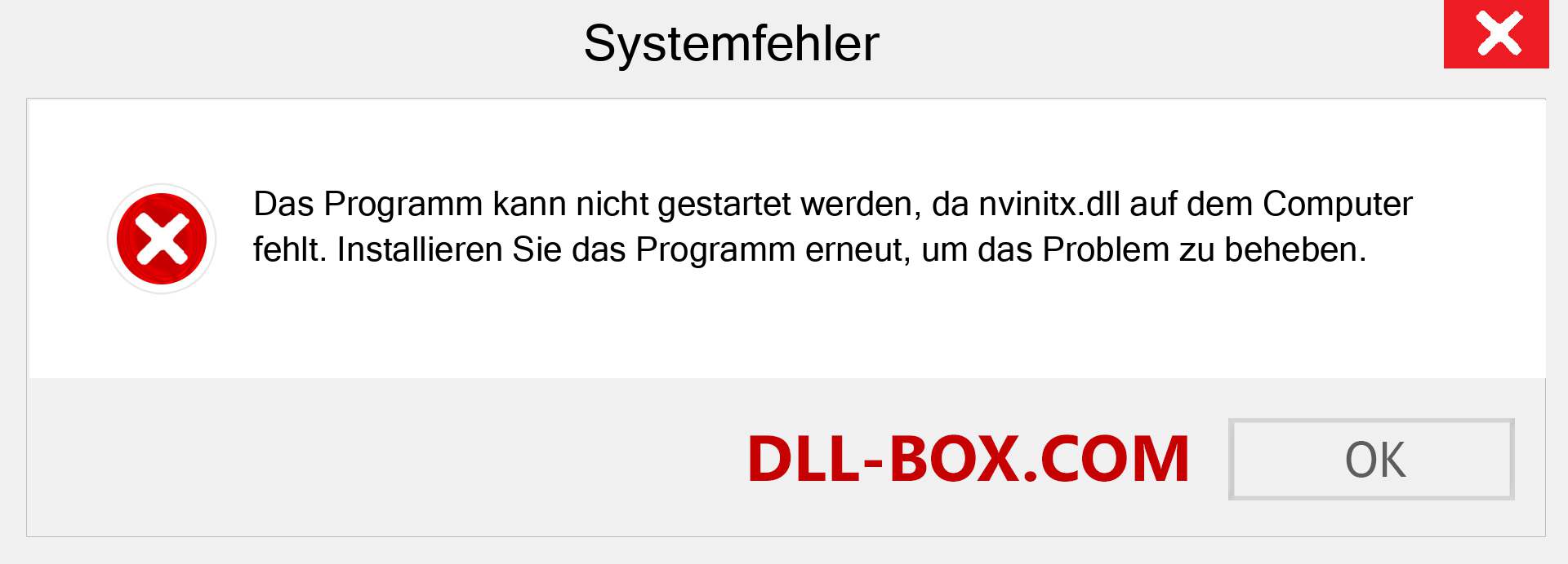 nvinitx.dll-Datei fehlt?. Download für Windows 7, 8, 10 - Fix nvinitx dll Missing Error unter Windows, Fotos, Bildern